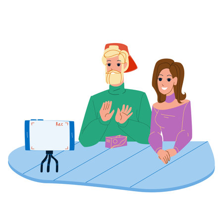 video marketing. digital social media. online content. internet strategy character web flat cartoon illustrationのイラスト素材