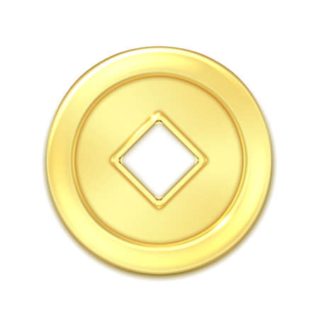 golden money coin china gold cash 3d realistic vectorのイラスト素材