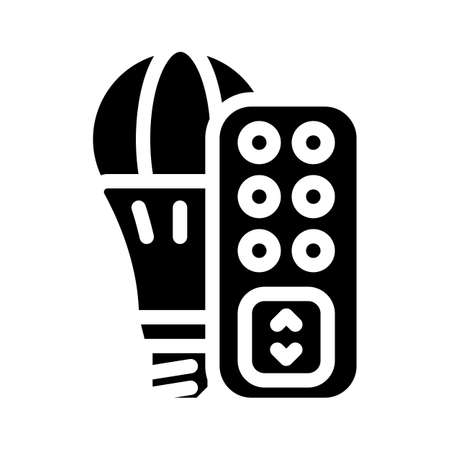 led light bulb glyph icon vector. led light bulb sign. isolated contour symbol black illustrationのイラスト素材