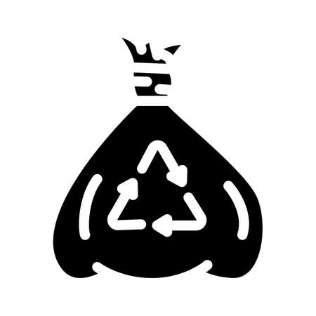 bag for recycle trash glyph icon vector. bag for recycle trash sign. isolated contour symbol black illustrationのイラスト素材