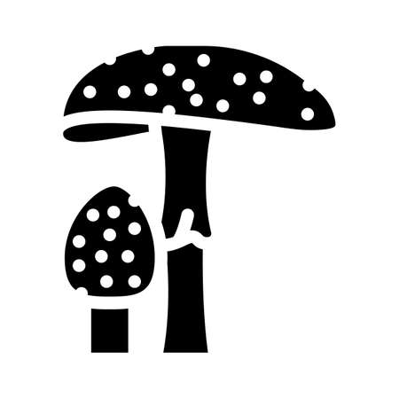 amanita mushroom glyph icon vector. amanita mushroom sign. isolated contour symbol black illustrationのイラスト素材