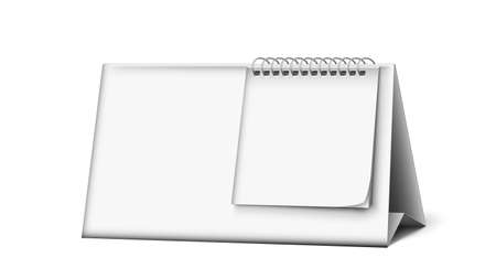 Calendar Date Blank Accessory For Table Vector. Calendar For Managing And Planning Meeting Or Project Deadline. Stationery Paper Reminder Equipment Template Realistic 3d Illustrationのイラスト素材
