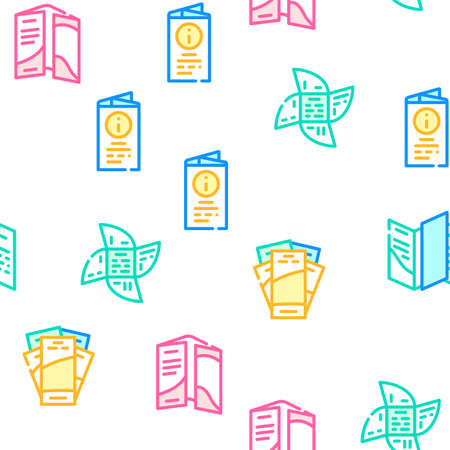 Catalog And Booklet Vector Seamless Pattern Color Line Illustrationのイラスト素材