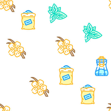 Spice Vegetable Food Vector Seamless Pattern Color Line Illustrationのイラスト素材