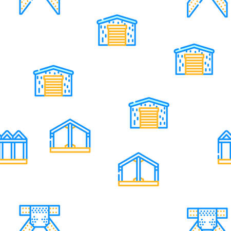 Self-framing Metallic Building Vector Seamless Pattern Color Line Illustrationのイラスト素材
