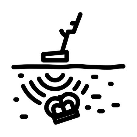 metal detector search line icon vector. metal detector search sign. isolated contour symbol black illustrationのイラスト素材