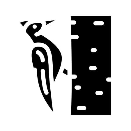 woodpecker bird glyph icon vector. woodpecker bird sign. isolated contour symbol black illustrationのイラスト素材