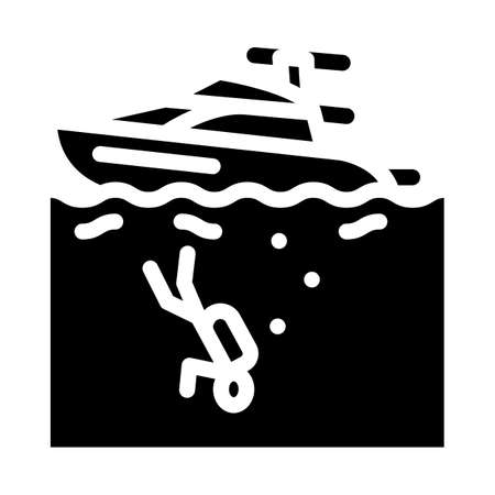 yacht diver glyph icon vector. yacht diver sign. isolated contour symbol black illustrationのイラスト素材