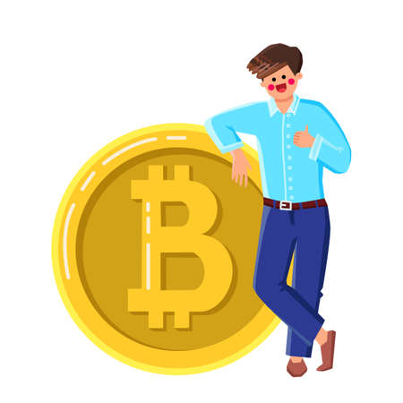 Crypto Trading Occupation Of Businessman Vector. Young Man Crypto Trading Business, Buying And Selling Cryptocurrency Online In Internet Trade Market. Character Flat Cartoon Illustrationのイラスト素材