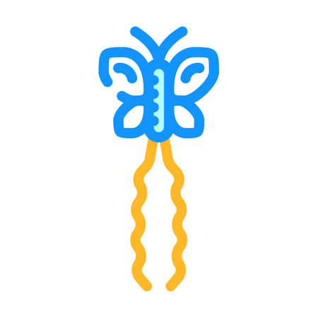 hair pin with butterfly decoration color icon vector. hair pin with butterfly decoration sign. isolated symbol illustrationのイラスト素材