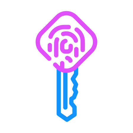 key with fingerprint scanner color icon vector. key with fingerprint scanner sign. isolated symbol illustrationのイラスト素材