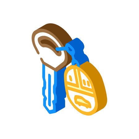 car key with fob isometric icon vector. car key with fob sign. isolated symbol illustrationのイラスト素材
