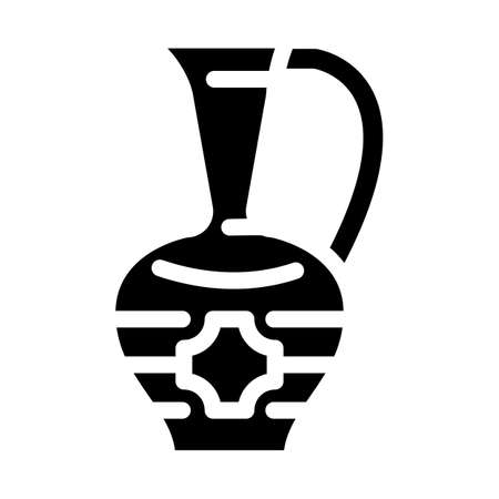 ornamental arabian jug glyph icon vector. ornamental arabian jug sign. isolated symbol illustrationのイラスト素材