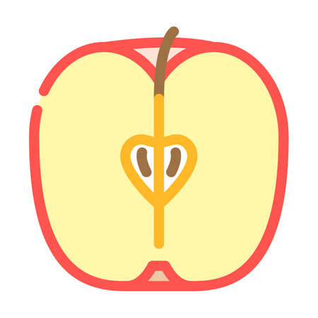 apple cut in half color icon vector. apple cut in half sign. isolated symbol illustrationのイラスト素材