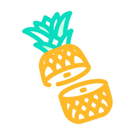 cut half a pineapple color icon vector. cut half a pineapple sign. isolated symbol illustrationのイラスト素材