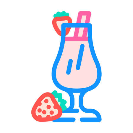 strawberry cocktail color icon vector. strawberry cocktail sign. isolated symbol illustrationのイラスト素材