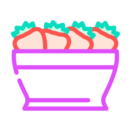 plate strawberries color icon vector. plate strawberries sign. isolated symbol illustrationのイラスト素材