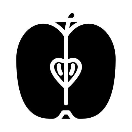 apple cut in half glyph icon vector. apple cut in half sign. isolated symbol illustrationのイラスト素材