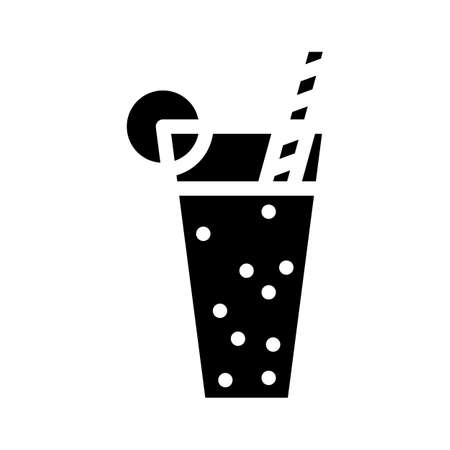 banana juice cocktail glyph icon vector. banana juice cocktail sign. isolated symbol illustrationのイラスト素材