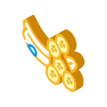 banana slice whole isometric icon vector. banana slice whole sign. isolated symbol illustrationのイラスト素材