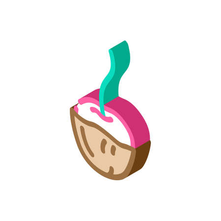 cherry in chocolate isometric icon vector. cherry in chocolate sign. isolated symbol illustrationのイラスト素材