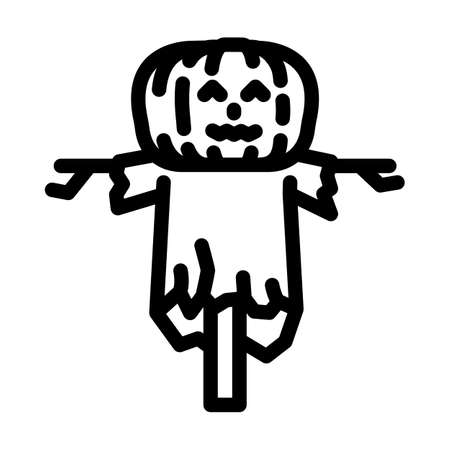 scarecrow pumpkin line icon vector. scarecrow pumpkin sign. isolated contour symbol black illustrationのイラスト素材