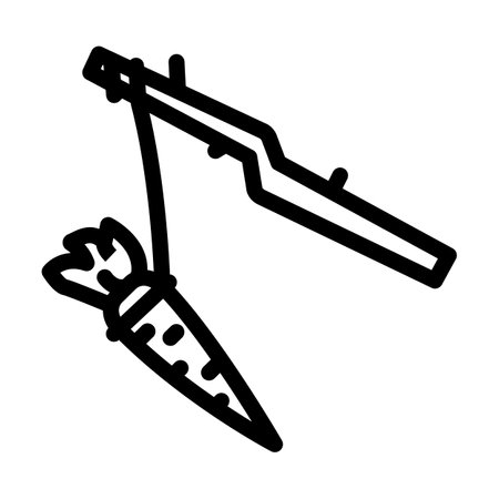 motivation carrots on a string line icon vector. motivation carrots on a string sign. isolated contour symbol black illustrationのイラスト素材