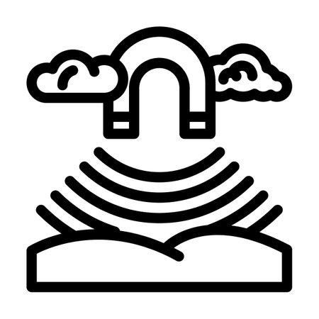 geomagnetic storm line icon vector. geomagnetic storm sign. isolated contour symbol black illustrationのイラスト素材