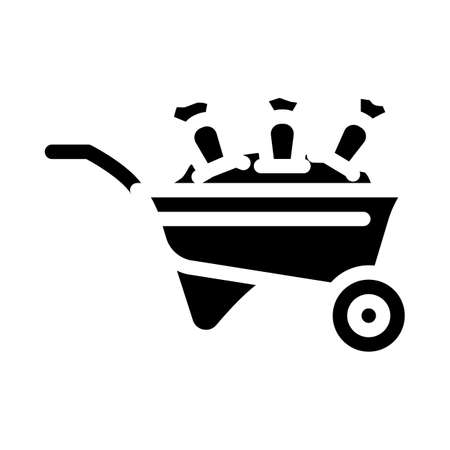 carrot wheelbarrow glyph icon vector. carrot wheelbarrow sign. isolated symbol illustrationのイラスト素材