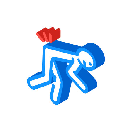 back pain man accident isometric icon vector. back pain man accident sign. isolated symbol illustrationのイラスト素材
