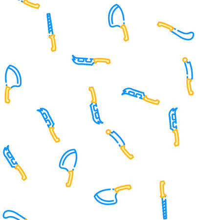Kitchen Knife For Cutting Food vector seamless pattern thin line illustrationのイラスト素材