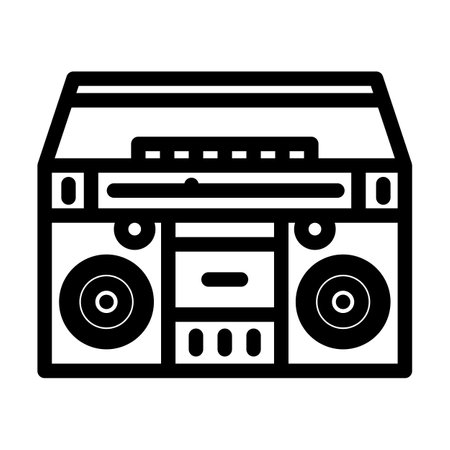 cassette stereo boombox player line icon vector. cassette stereo boombox player sign. isolated contour symbol black illustrationのイラスト素材