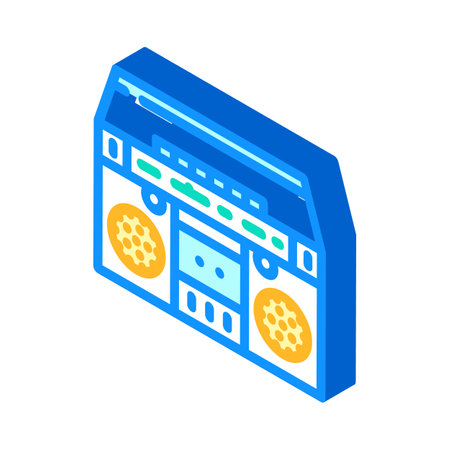 cassette stereo boombox player isometric icon vector. cassette stereo boombox player sign. isolated symbol illustrationのイラスト素材