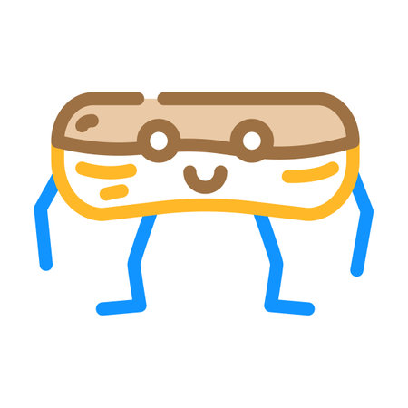 eclair dessert character color icon vector. eclair dessert character sign. isolated symbol illustrationのイラスト素材