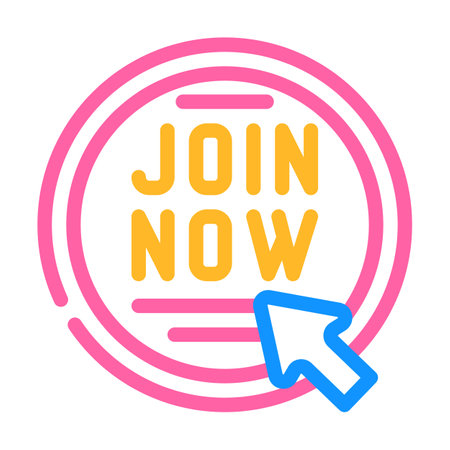 join now registration color icon vector. join now registration sign. isolated symbol illustrationのイラスト素材
