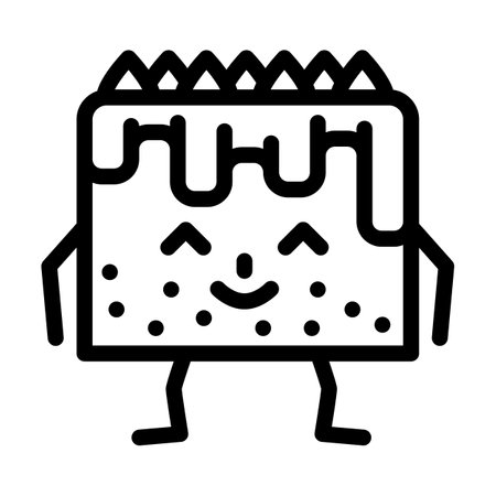 cake dessert character line icon vector. cake dessert character sign. isolated contour symbol black illustrationのイラスト素材