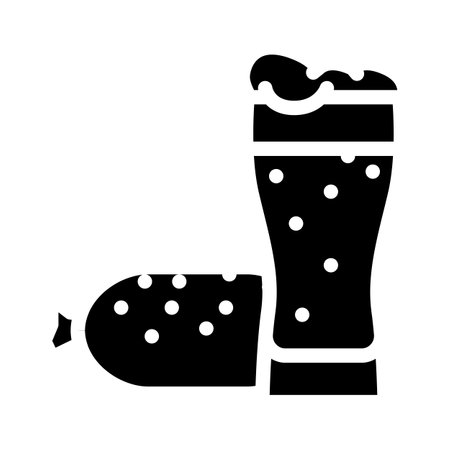 bierwurst sausage meat glyph icon vector. bierwurst sausage meat sign. isolated symbol illustrationのイラスト素材