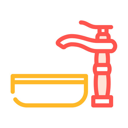 wash faucet water color icon vector. wash faucet water sign. isolated symbol illustrationのイラスト素材