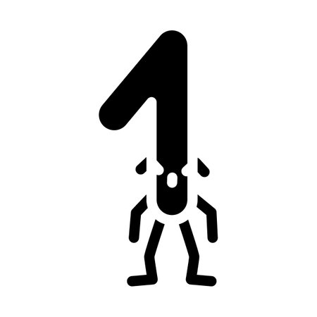 one number character glyph icon vector. one number character sign. isolated symbol illustrationのイラスト素材