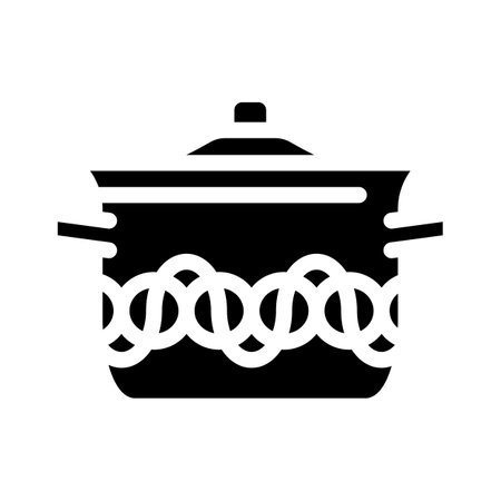 silver pot cooking glyph icon vector. silver pot cooking sign. isolated symbol illustrationのイラスト素材