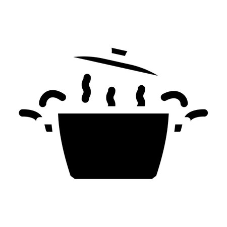 hot pot cooking glyph icon vector. hot pot cooking sign. isolated symbol illustrationのイラスト素材