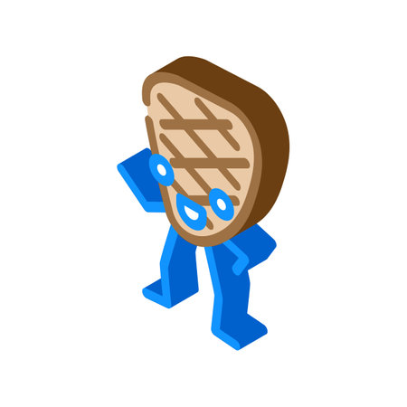 grilled meat character isometric icon vector. grilled meat character sign. isolated symbol illustrationのイラスト素材