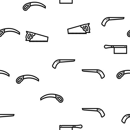 hand saw construction vector seamless pattern thin line illustrationのイラスト素材