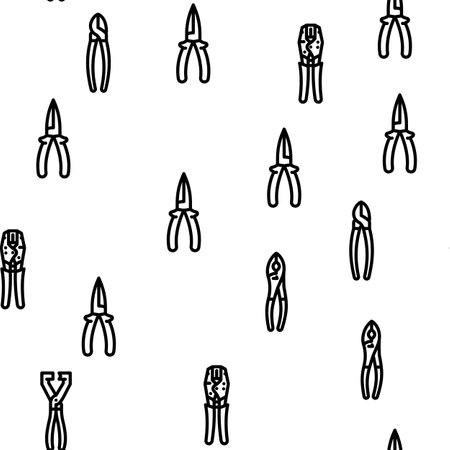 pliers equipment tool repair vector seamless pattern thin line illustrationのイラスト素材
