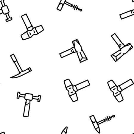 hammer tool construction vector seamless pattern thin line illustrationのイラスト素材