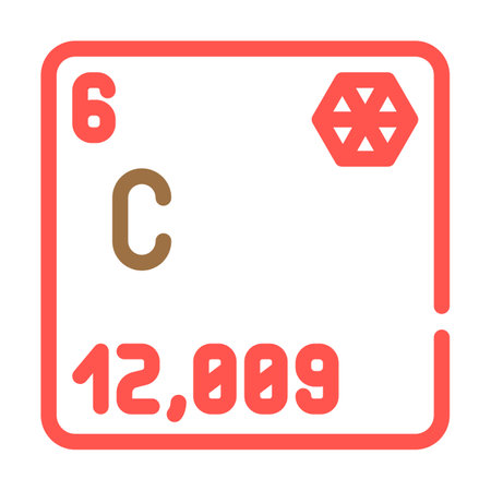 carbon chemical element color icon vector. carbon chemical element sign. isolated symbol illustrationのイラスト素材