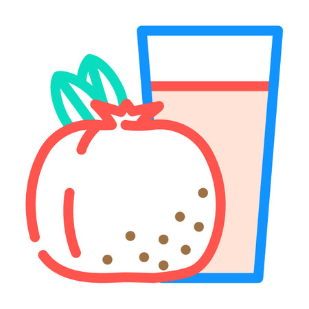 pomegranate whole slice red cut color icon vector. pomegranate whole slice red cut sign. isolated symbol illustrationのイラスト素材