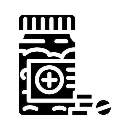 aspirin first aid glyph icon vector. aspirin first aid sign. isolated symbol illustrationのイラスト素材