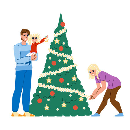 decorate christmass tree vectorのイラスト素材
