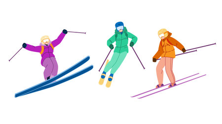 skiing snow winter vectorのイラスト素材